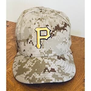 Pittsburgh Pirates Cap Hat New Era 5950 On Field Fitted Size 7 1/4 Military Camo